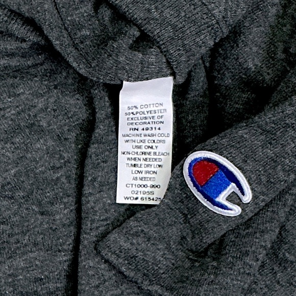 Champion Men's T Shirt Crew Neck Short Sleeve C Logo Unisex Charcoal Gray XL - Picture 9 of 16